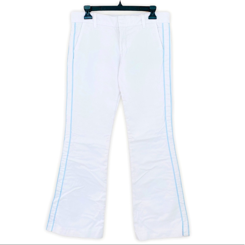 Juicy Couture White Flare Jeans with Pale Blue Side Stripes